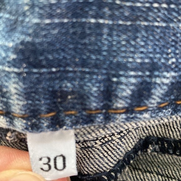 Blue Tattoo Low Rise Bootcut Distressed Jeans Big Stitch Embroidered Rose Logo - Picture 10 of 16